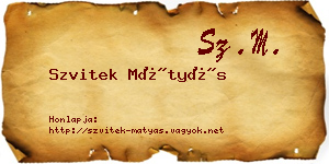 Szvitek Mátyás névjegykártya